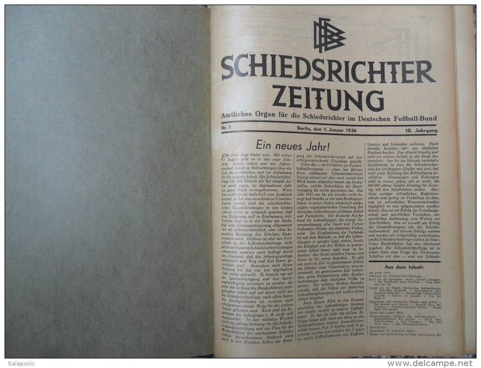 SCHIEDSRICHTER ZEITUNG 1936 (FULL YEAR, 24 NUMBER), DFB  Deutscher Fußball-Bund,  German Football Association - Bücher
