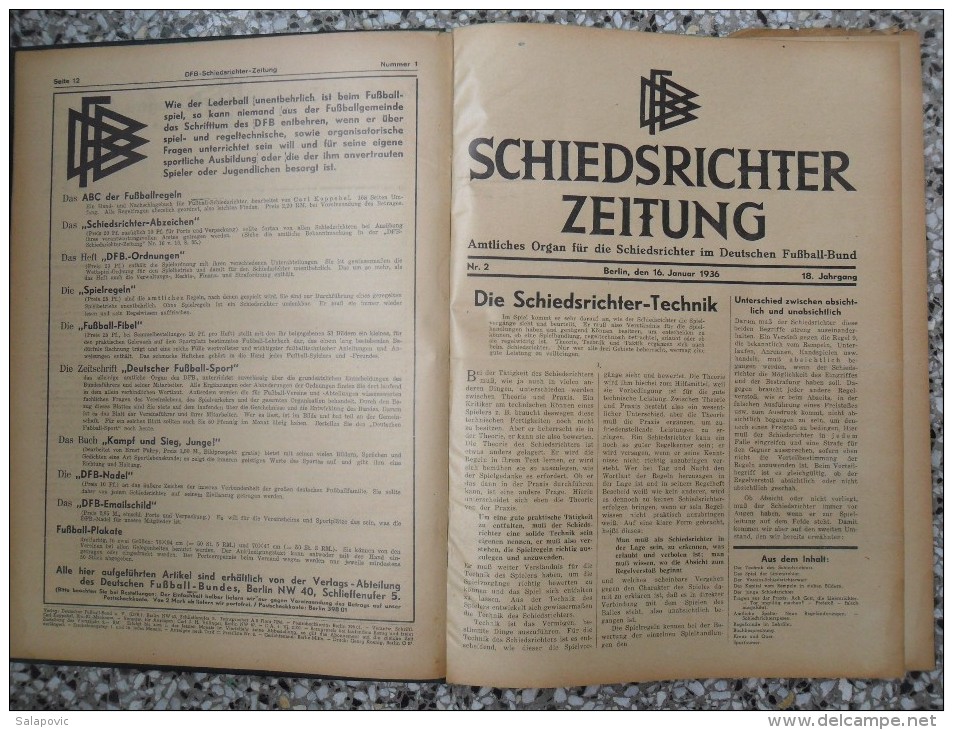SCHIEDSRICHTER ZEITUNG 1936 (FULL YEAR, 24 NUMBER), DFB  Deutscher Fußball-Bund,  German Football Association - Libros