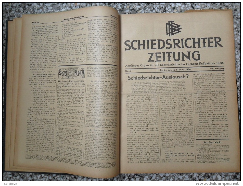 SCHIEDSRICHTER ZEITUNG 1936 (FULL YEAR, 24 NUMBER), DFB  Deutscher Fußball-Bund,  German Football Association