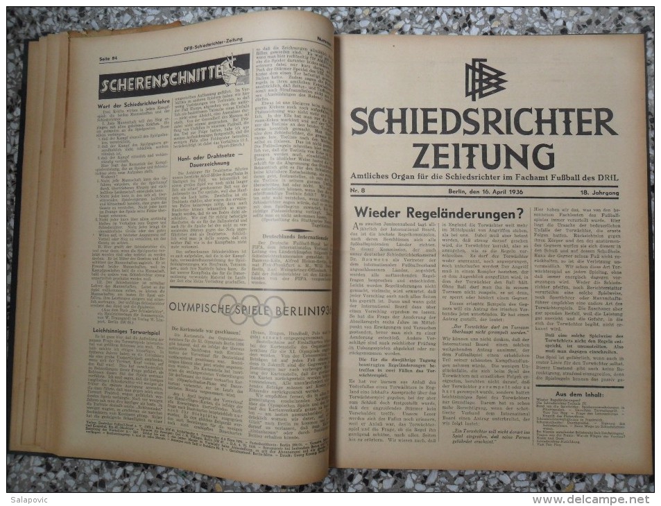 SCHIEDSRICHTER ZEITUNG 1936 (FULL YEAR, 24 NUMBER), DFB  Deutscher Fußball-Bund,  German Football Association