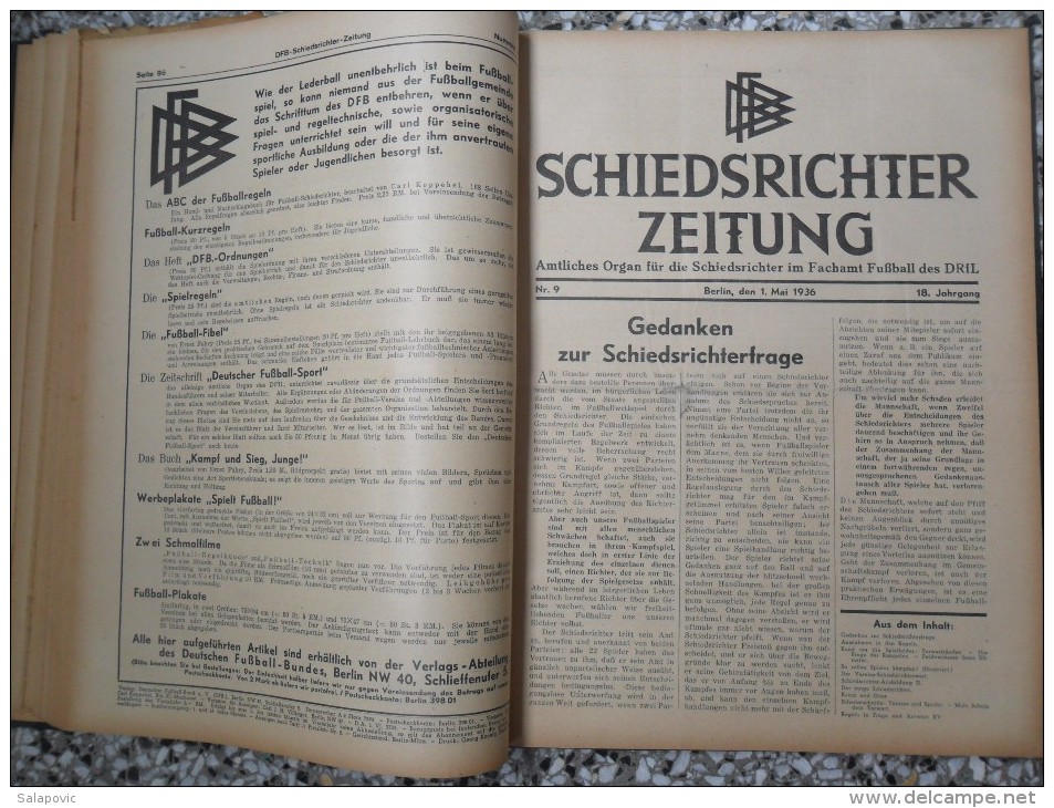 SCHIEDSRICHTER ZEITUNG 1936 (FULL YEAR, 24 NUMBER), DFB  Deutscher Fußball-Bund,  German Football Association