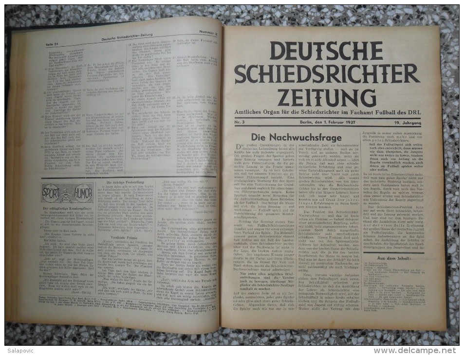 SCHIEDSRICHTER ZEITUNG 1937 (FULL YEAR, 24 NUMBER), DFB  Deutscher Fußball-Bund,  German Football Association - Boeken