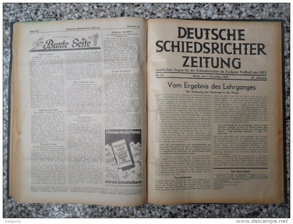 SCHIEDSRICHTER ZEITUNG 1937 (FULL YEAR, 24 NUMBER), DFB  Deutscher Fußball-Bund,  German Football Association