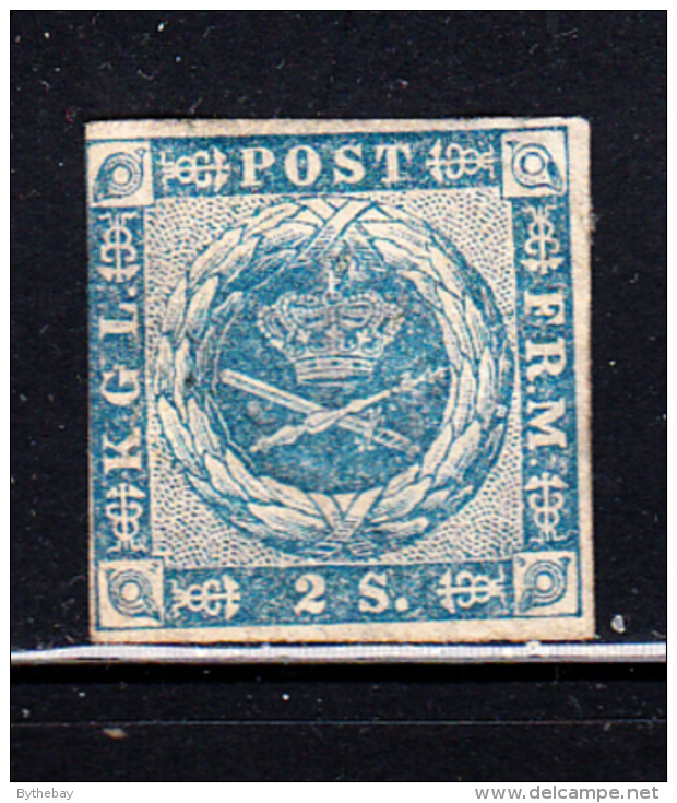 Denmark MH Scott #3 2s Royal Emblems, Blue - Unused Stamps