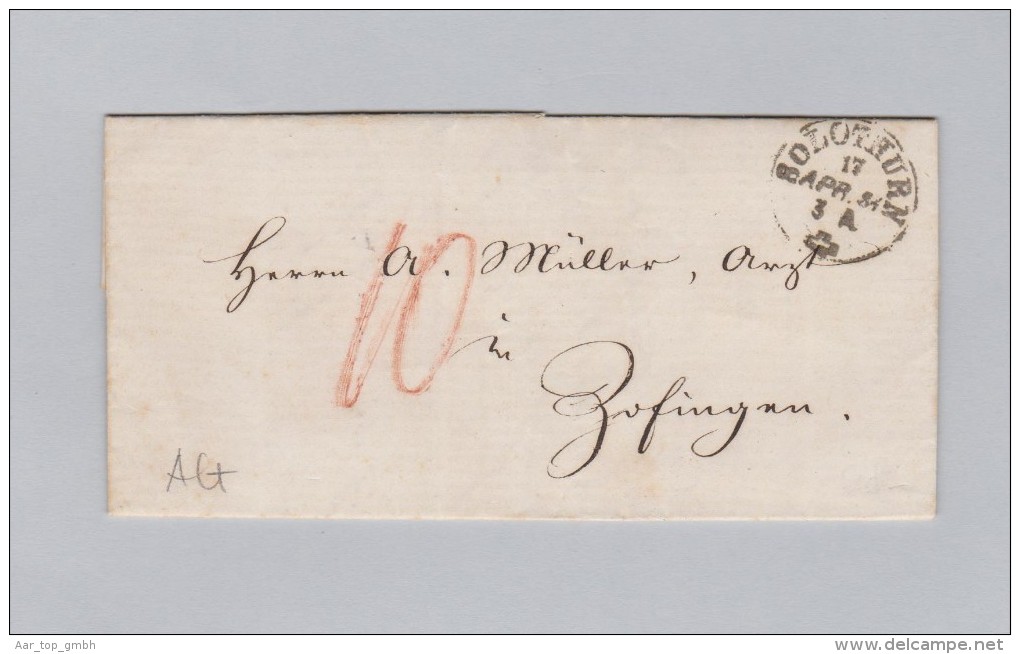 Heimat Schweiz SO SOLOTHURN 1859-04-17 Brief Ohne Marke Nach Zofingen - Briefe U. Dokumente