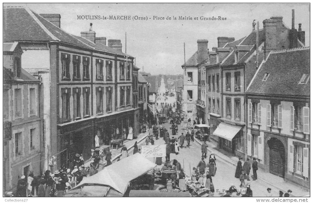 61-MOULIN-LA-MARCHE- PLACE DE LA MAIRIE ET GRANDE RUE - Moulins La Marche