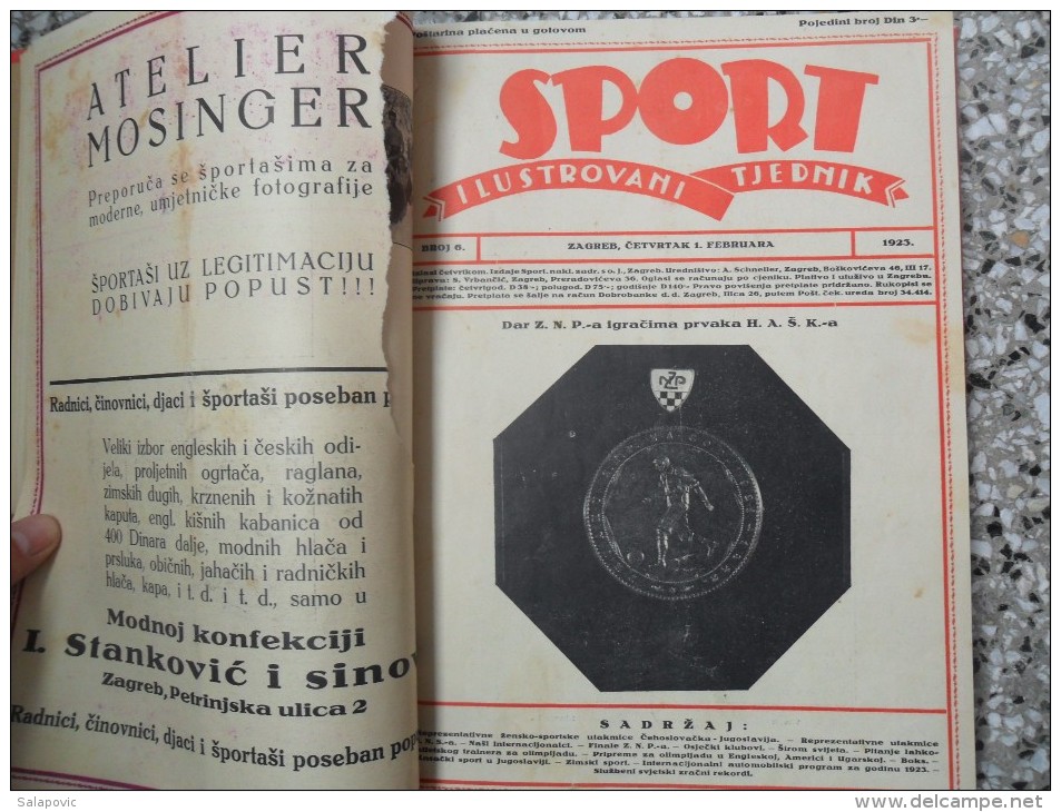 SPORT ILUSTROVANI TJEDNIK 1922,1923,1924 ZAGREB, FOOTBALL, SPORTS NEWS FROM THE KINGDOM SHS, BOUND 30 NUMBERS