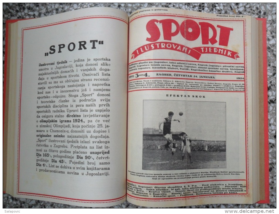 SPORT ILUSTROVANI TJEDNIK 1922,1923,1924 ZAGREB, FOOTBALL, SPORTS NEWS FROM THE KINGDOM SHS, BOUND 30 NUMBERS