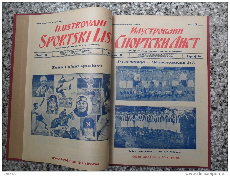 ILUSTROVANI SPORTSKI LIST, NOVI SAD 1931 FOOTBALL, SPORTS NEWS FROM THE KINGDOM OF YUGOSLAVIA, BOUND 9 NUMBERS - Livres