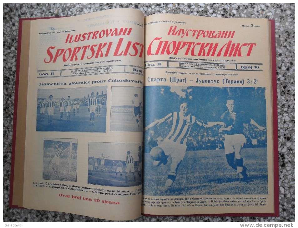 ILUSTROVANI SPORTSKI LIST, NOVI SAD 1931 FOOTBALL, SPORTS NEWS FROM THE KINGDOM OF YUGOSLAVIA, BOUND 9 NUMBERS