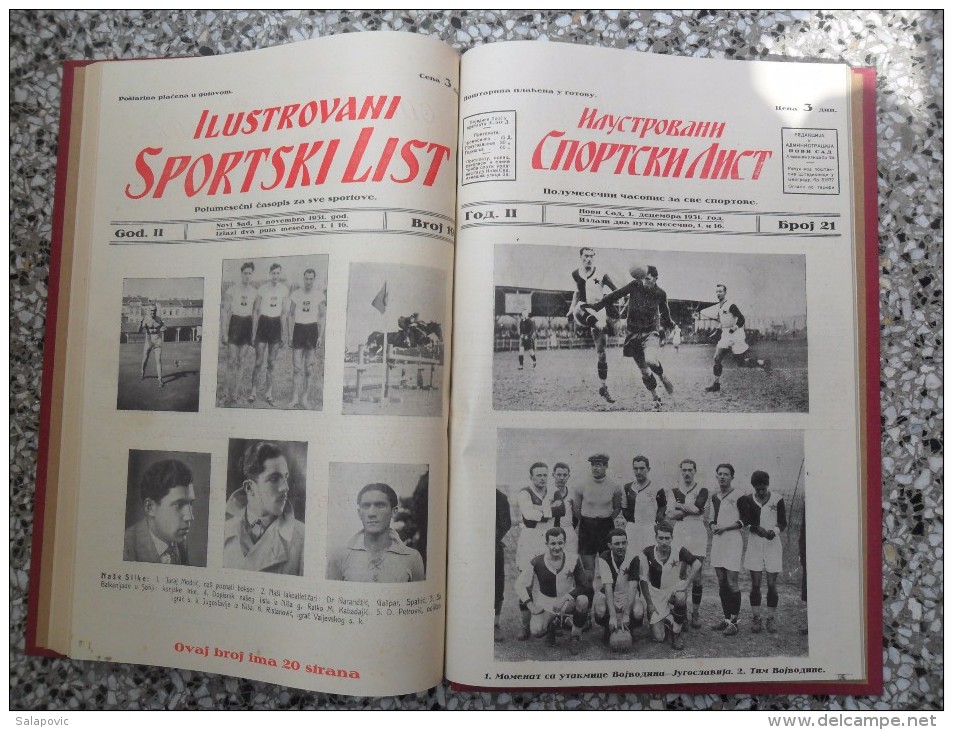 ILUSTROVANI SPORTSKI LIST, NOVI SAD 1931 FOOTBALL, SPORTS NEWS FROM THE KINGDOM OF YUGOSLAVIA, BOUND 9 NUMBERS