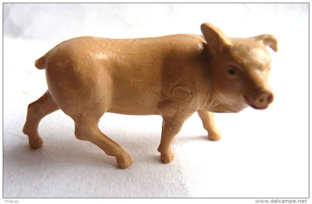 FIGURINE Marque Inconnue  - ANIMAUX ANIMAL DE LA FERME - COCHON DEBOUT (2) Pas Clairet Starlux Queue Manquante - Varkens