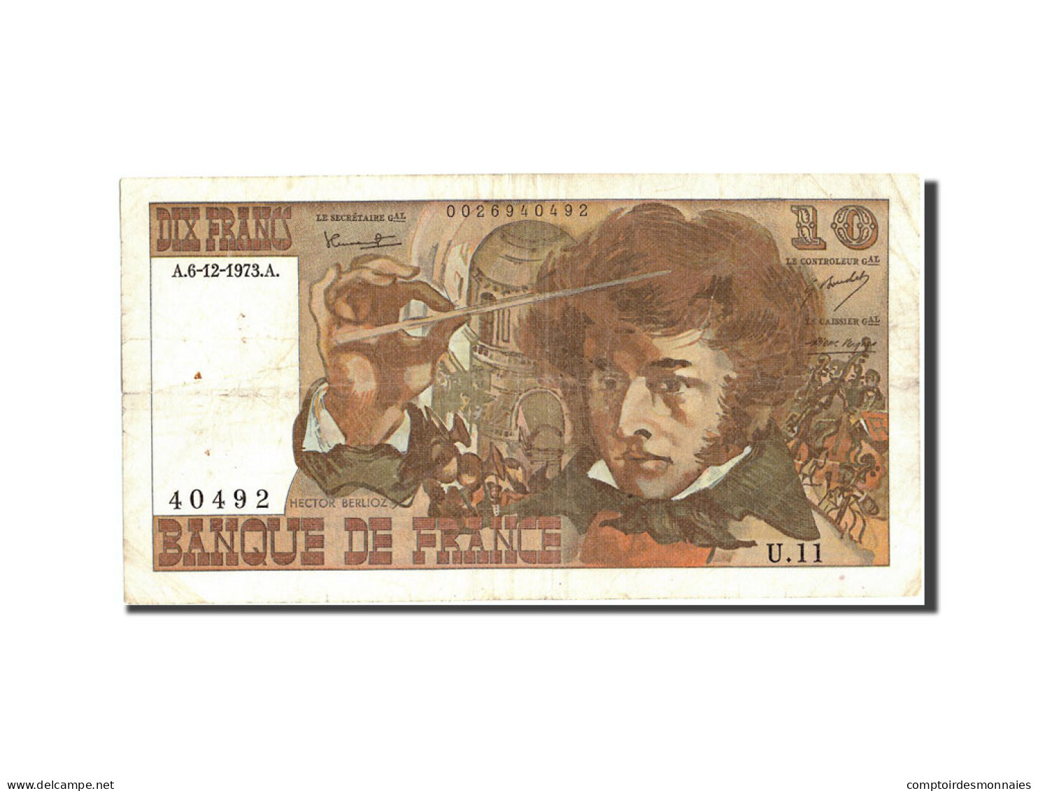 Billet, France, 10 Francs, 10 F 1972-1978 ''Berlioz'', 1973, 1973-12-06, TTB - 10 F 1972-1978 ''Berlioz''