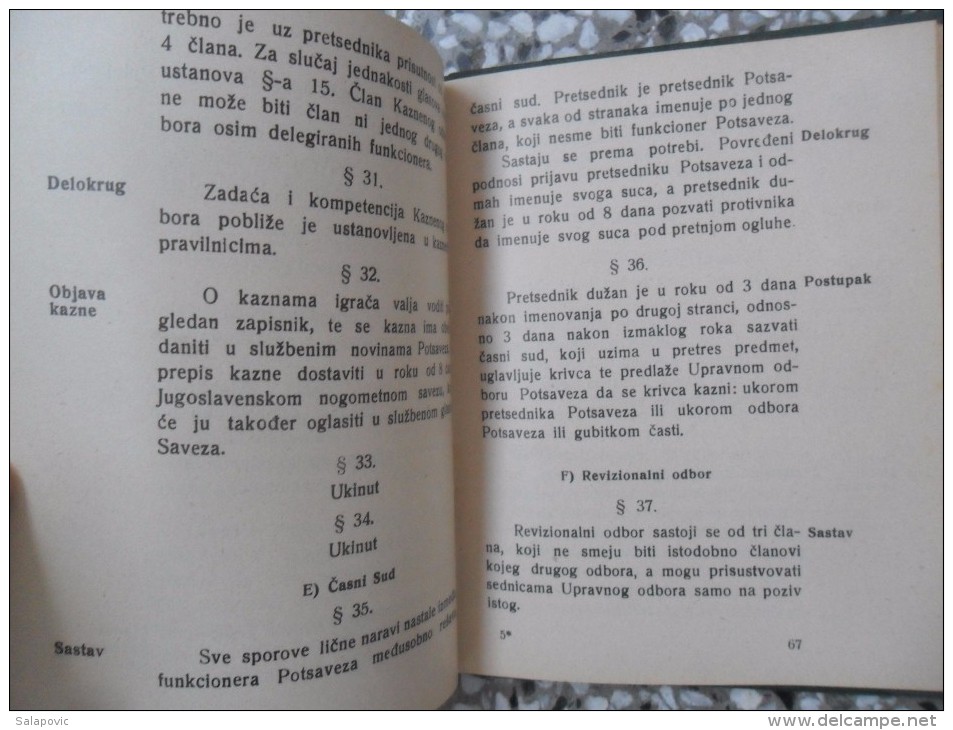 JUGOSLAVENSKI NOGOMETNI SAVEZ PRAVILA I PRAVILNICI 1936, KRALJEVINA JUGOSLAVIJA, Kingdom Of Yugoslavia - Livres