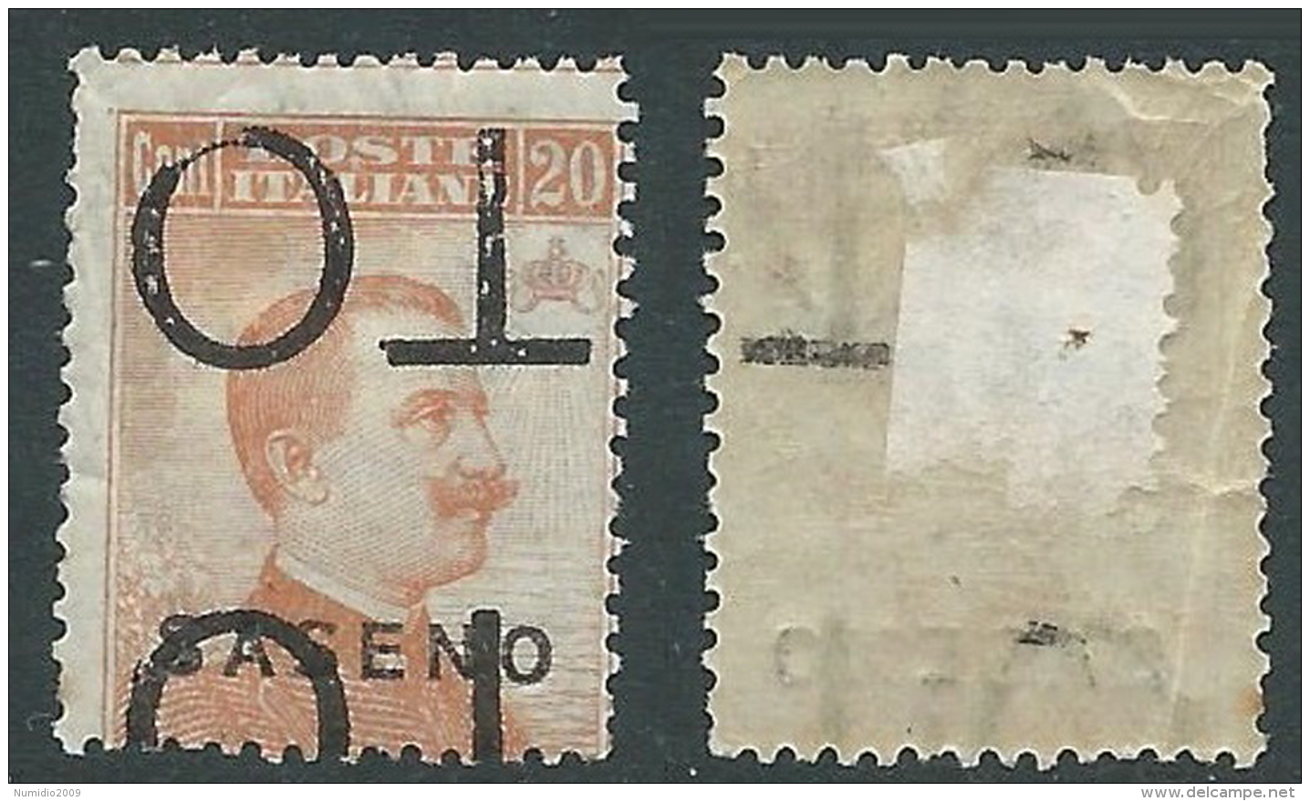 1923 SASENO EFFIGIE 20 CENT DEMONETIZZATO MH * - D1 - Saseno