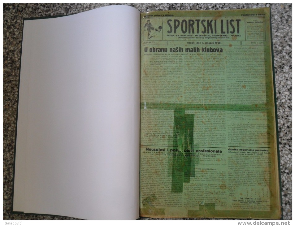 SPORTSKI LIST, SLUZBENO GLASILO OSJECKOG NOGOMETNOG PODSAVEZA, OSIJEK 1928,1929,1930  57 PIECES, BANDED - Boeken