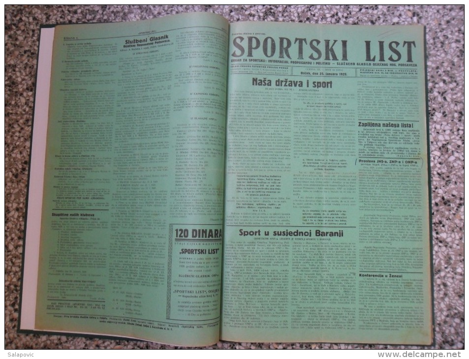 SPORTSKI LIST, SLUZBENO GLASILO OSJECKOG NOGOMETNOG PODSAVEZA, OSIJEK 1928,1929,1930  57 PIECES, BANDED - Boeken