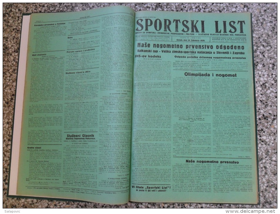 SPORTSKI LIST, SLUZBENO GLASILO OSJECKOG NOGOMETNOG PODSAVEZA, OSIJEK 1928,1929,1930  57 PIECES, BANDED