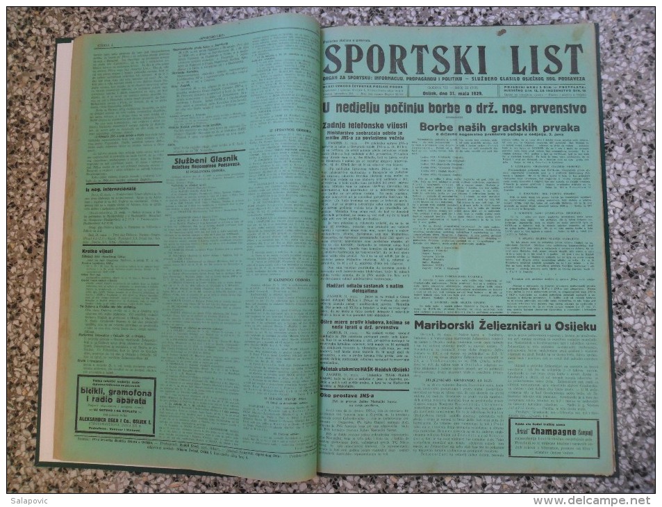 SPORTSKI LIST, SLUZBENO GLASILO OSJECKOG NOGOMETNOG PODSAVEZA, OSIJEK 1928,1929,1930  57 PIECES, BANDED