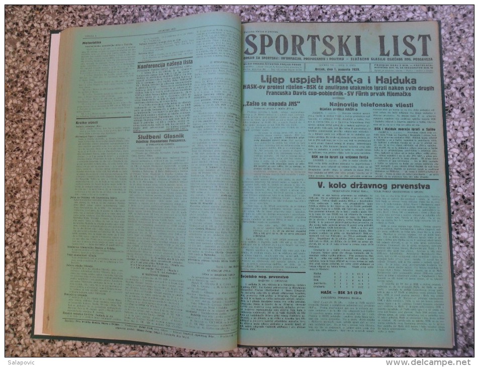 SPORTSKI LIST, SLUZBENO GLASILO OSJECKOG NOGOMETNOG PODSAVEZA, OSIJEK 1928,1929,1930  57 PIECES, BANDED