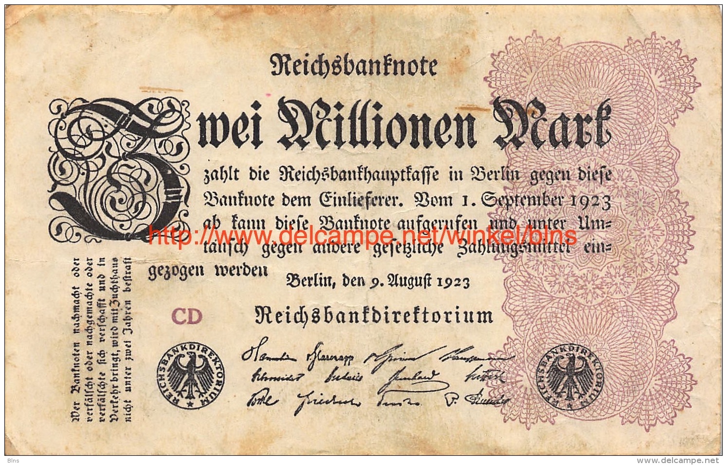 Zwei Millionen Mark 1923 - 2 Millionen Mark