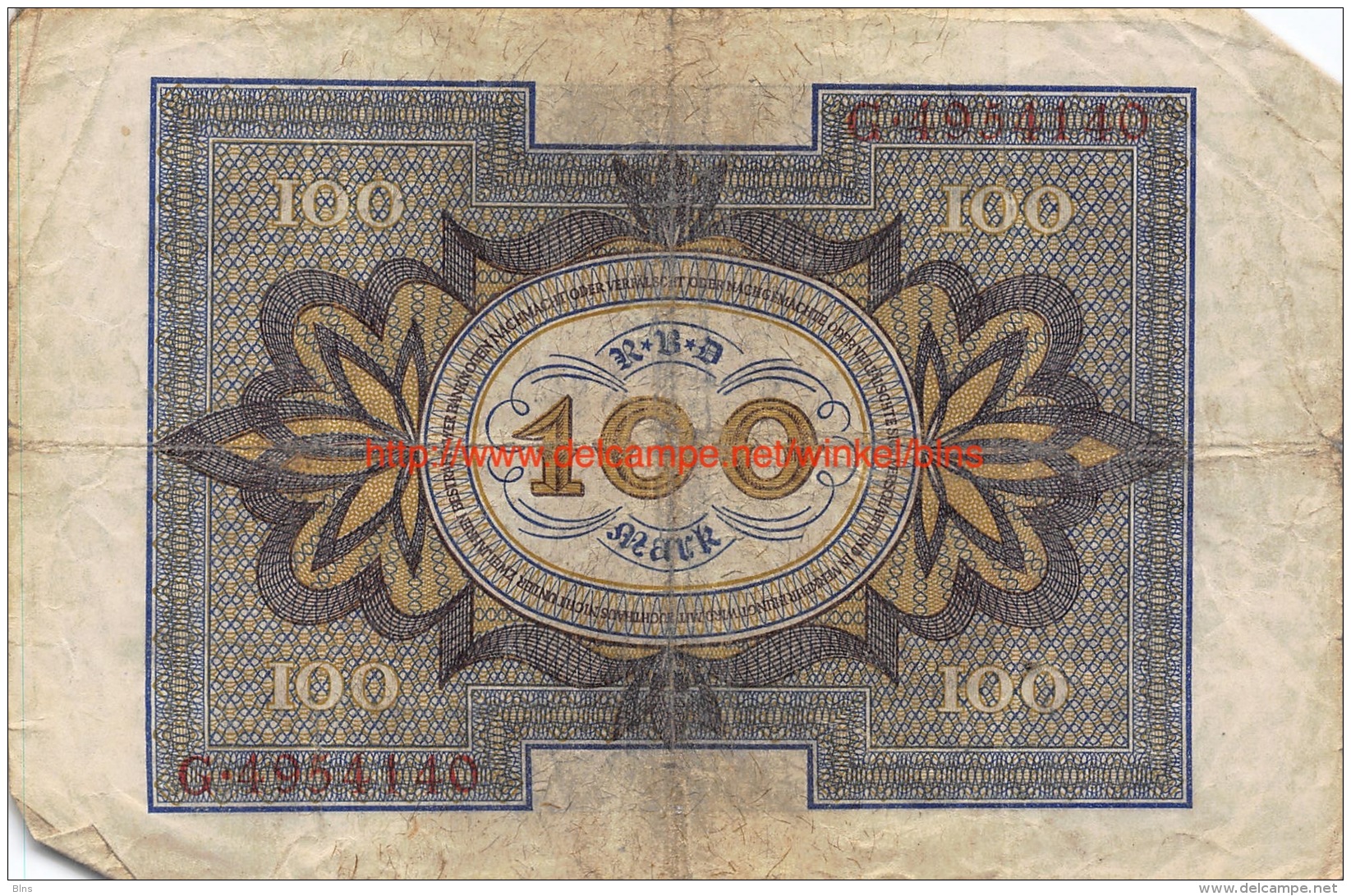 Hundert Mark 100 Reichsbanknote 1920 - 100 Mark