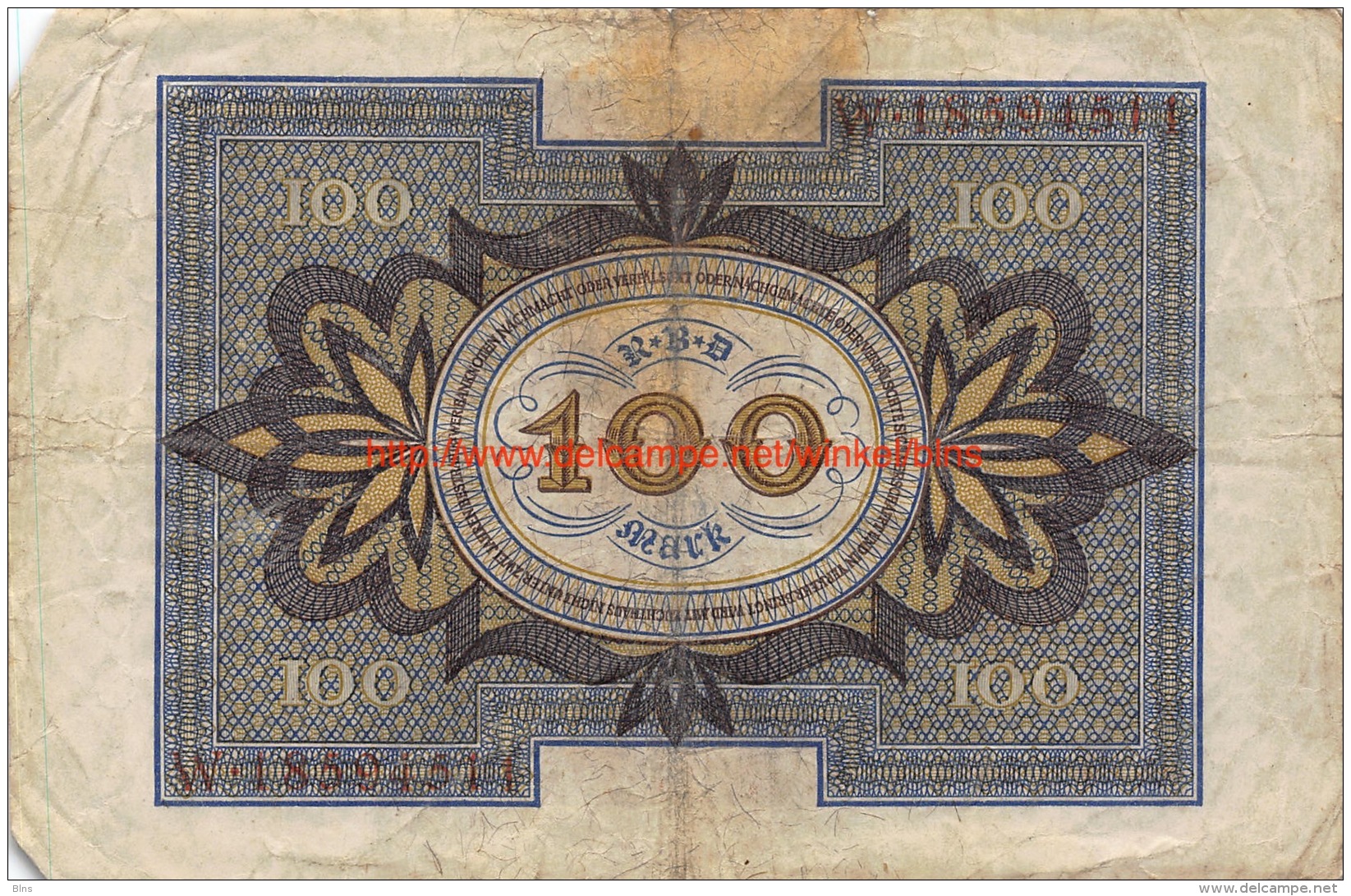 Hundert Mark 100 Reichsbanknote 1920 - 100 Mark