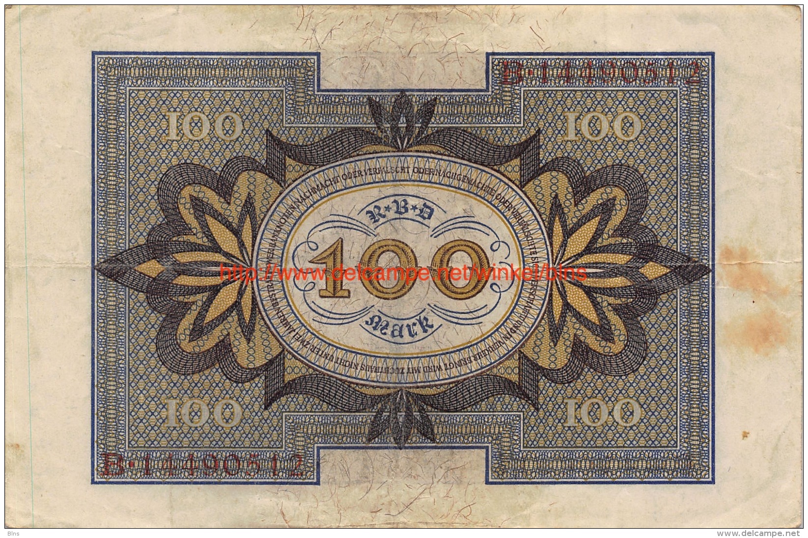 Hundert Mark 100 Reichsbanknote 1920 - 100 Mark