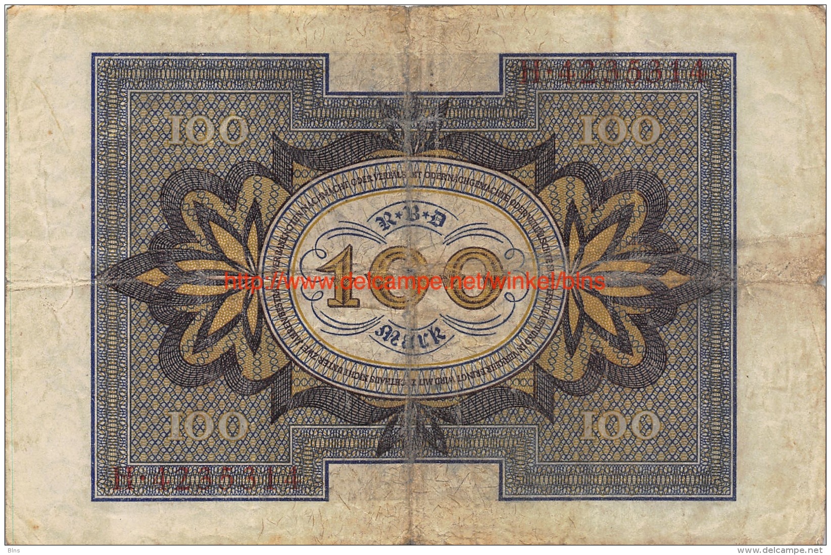 Hundert Mark 100 Reichsbanknote 1920 - 100 Mark