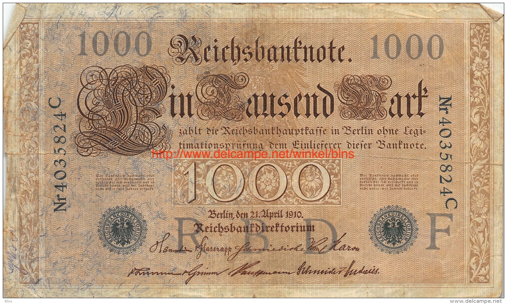 Ein Tausend Mark 1000 1910 - 1000 Mark