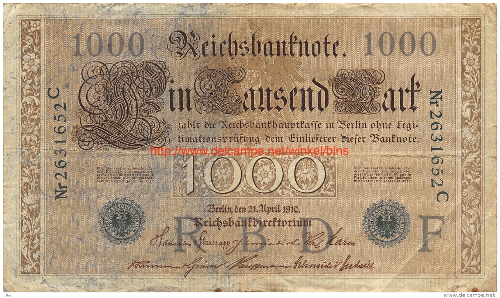 Ein Tausend Mark 1000 1910 - 1000 Mark