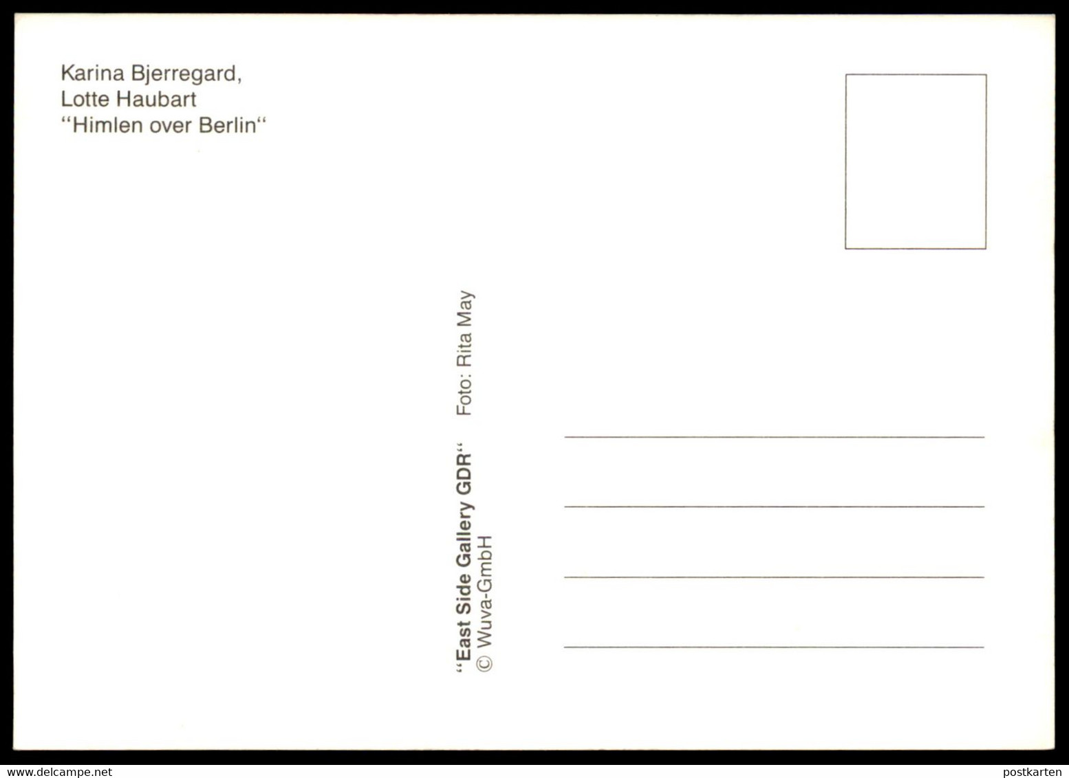 ÄLTERE POSTKARTE BERLINER MAUER KARINA BJERREGARD LOTTE HAUBART HIMLEN OVER BERLIN THE WALL MUR BRANDENBURGER TOR - Muro De Berlin