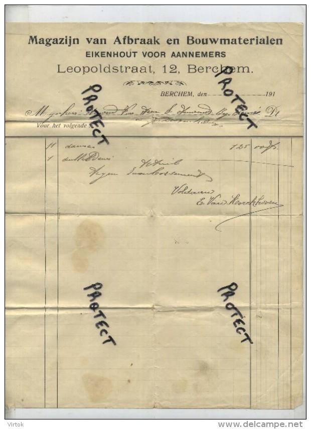 Berchem : Magazijn Van Afbraak En Bouwmaterialen , Eikenhout Voor Aannemers ...........      ( Zie Scan ) - ... - 1799