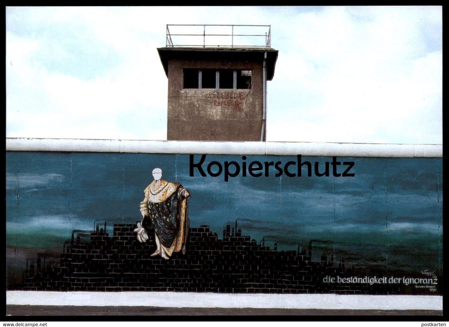 ÄLTERE POSTKARTE BERLINER MAUER KARSTEN WENZEL DIE BESTÄNDIGKEIT DER IGNORANZ THE WALL LE MUR BERLIN WACHTURM Art Cpa AK - Muro De Berlin