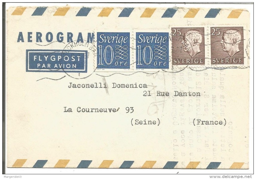 SUEDE LETTRE AVION DE STOCKHOLM POUR LA FRANCE 1967 - 1930- ... Rollen II