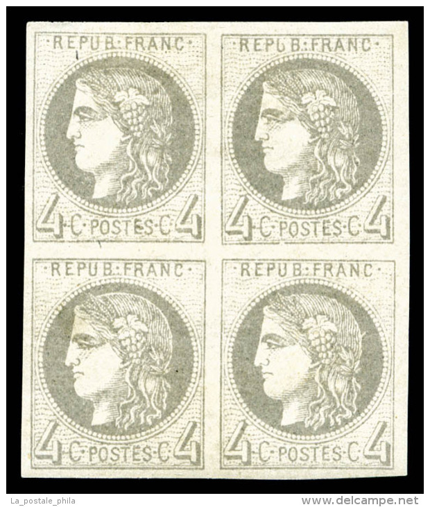 * N°41Ba, 4c Gris-jaunâtre Report 2 En Bloc De Quatre, Fraîs, SUPERBE (Signé... - 1870 Emission De Bordeaux