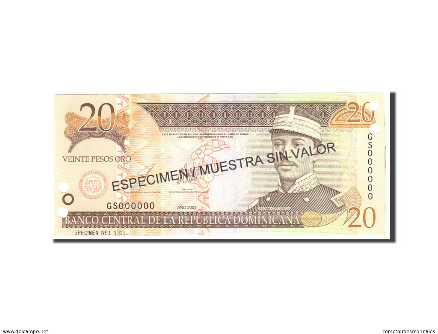Billet, Dominican Republic, 20 Pesos Oro, 2003, Undated, KM:169s3, NEUF - Dominikanische Rep.