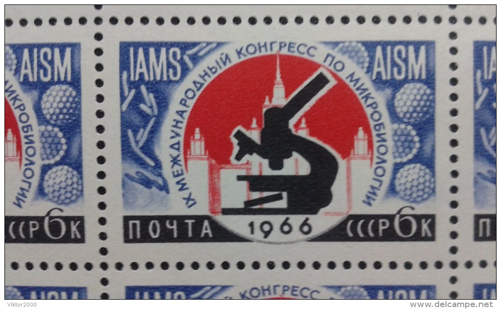 RUSSIA 1966  MNH(**) YVERT 3057-3059.3123 .Intern.scientific Congresses.4 Sheets 5x10 - Hojas Completas