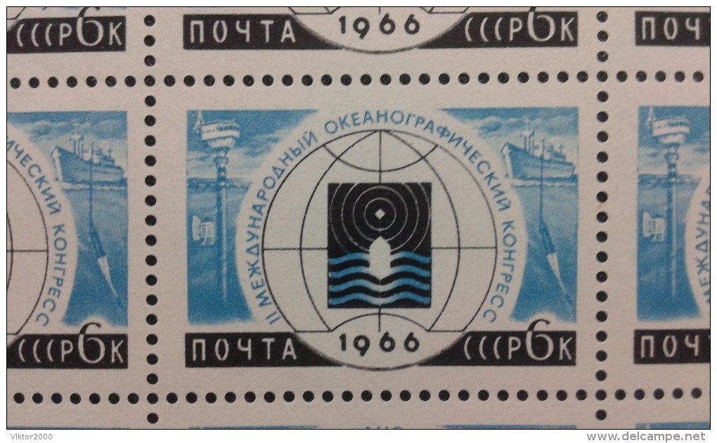 RUSSIA 1966  MNH(**) YVERT 3057-3059.3123 .Intern.scientific Congresses.4 Sheets 5x10 - Full Sheets