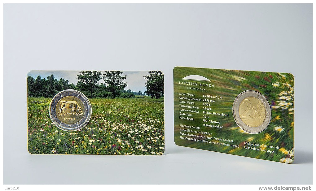 LETTLAND 2 Euro 2016 "Milchwirtschaft" - COINCARD - Sofort Lieferbar - Letland