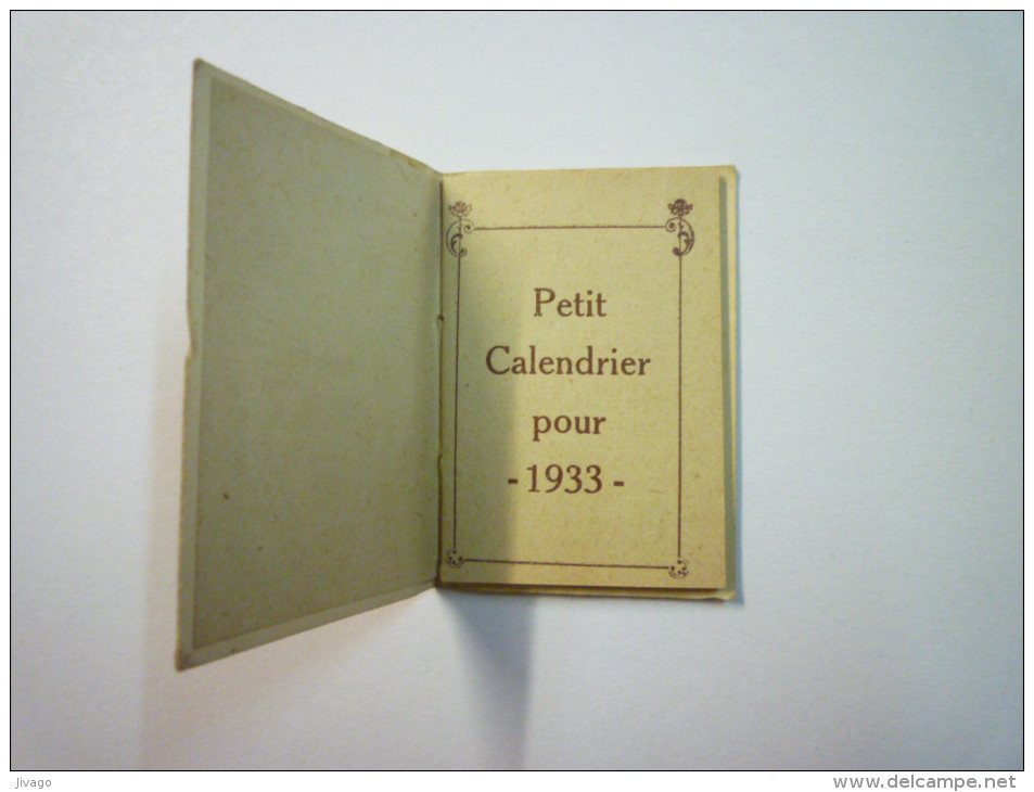 Très Joli Mini  CALENDRIER  1933  ((Format 3,5 X 5cm) - Andere & Zonder Classificatie