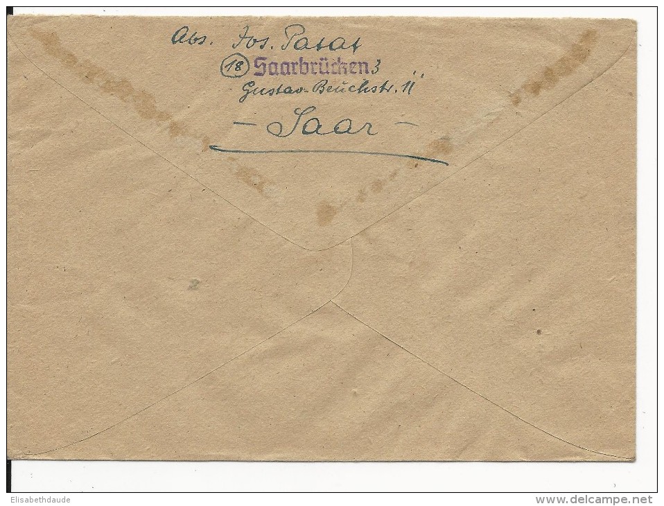 SAAR - 1947 - ENVELOPPE De SAARBRÜCKEN Pour HUNINGUE (HAUT-RHIN) - Covers & Documents