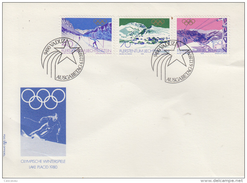 Enveloppe  FDC  1er  Jour  LIECHTENSTEIN    Jeux   Olympiques   LAKE  PLACID    1980 - Winter 1980: Lake Placid