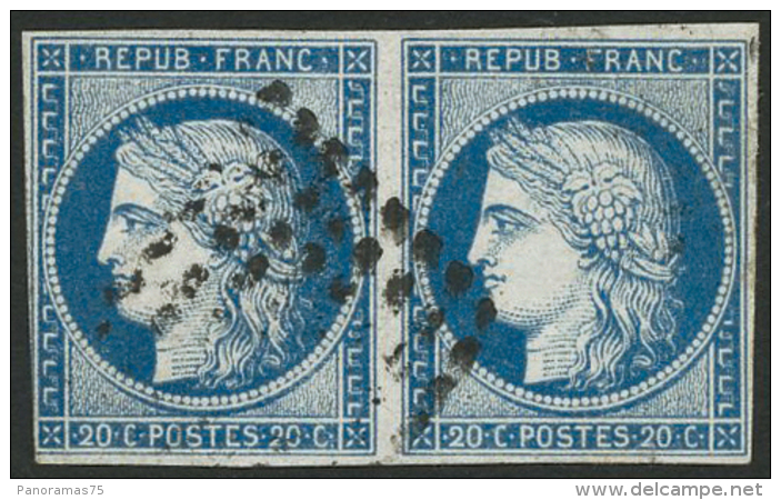 N°12 20c Bleu, Paire Court De Marges - B - Other & Unclassified