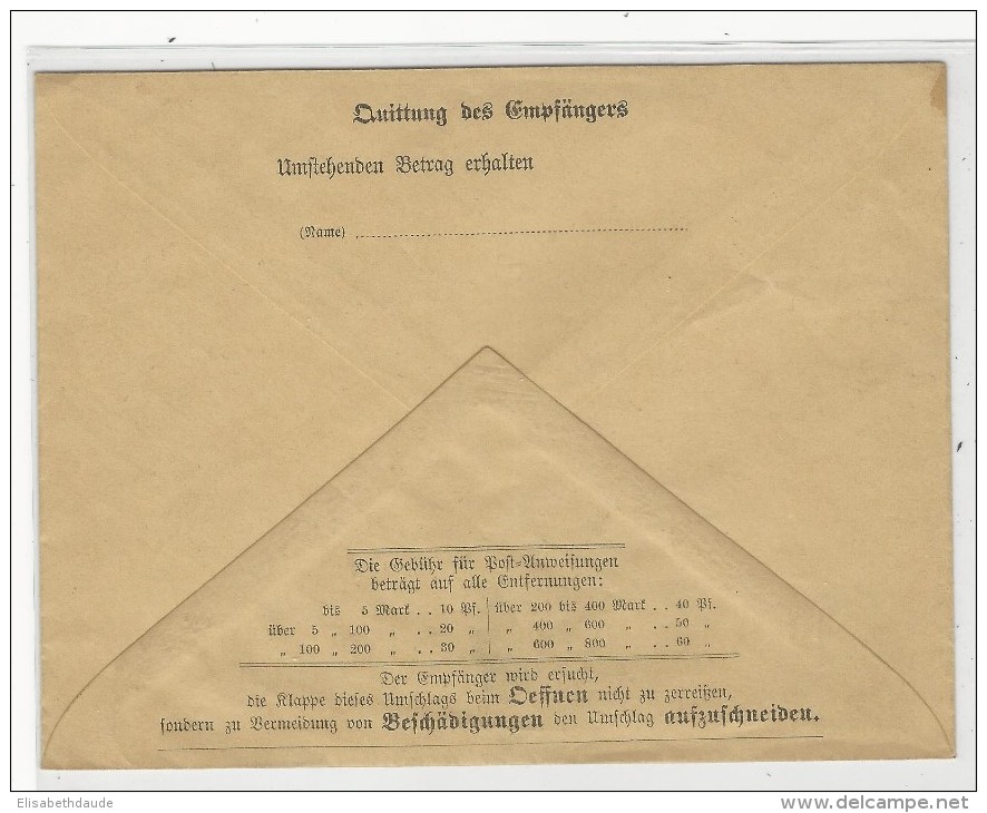 WÜRTTEMBERG - ENVELOPPE ENTIER POSTAL Pour MANDAT - POST-ANWEISUNG - Postal  Stationery