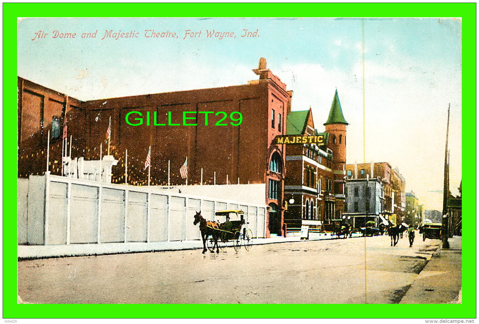 FORT WAYNE, IN - AIR DOME AND MAJESTIC THEATRE - ANIMATED - TRAVEL IN 1910 - E. J. LONGLIELD - - Fort Wayne