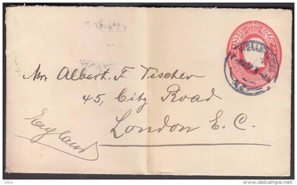 New Zealand Wellington / Postal Stationery One Penny / Sent To London - Lettres & Documents