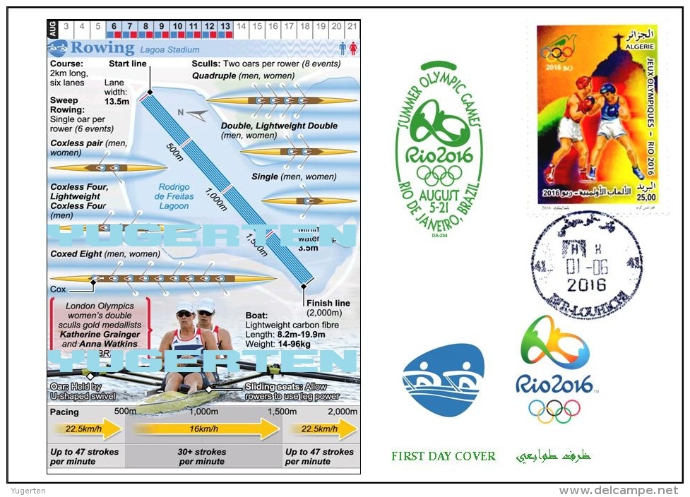 ALGERIE ALGERIA 2016 - FDC Olympic Games Rio 2016 Rowing Olympische Spiele Olímpicos Olympics Remo Rudern - Eté 2016: Rio De Janeiro