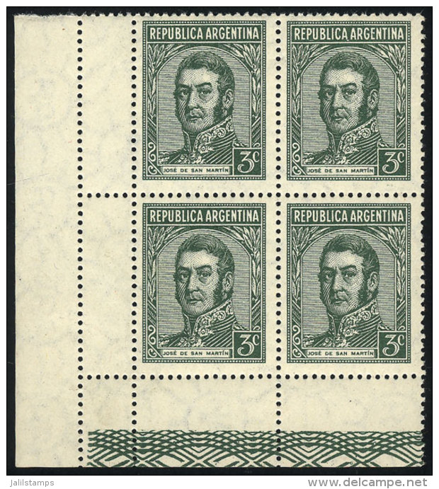 GJ.741, Block Of 4 With DOUBLE PERFORATION Variety That Produces 2 Small Labels At Left, Excellent Quality! - Sonstige & Ohne Zuordnung