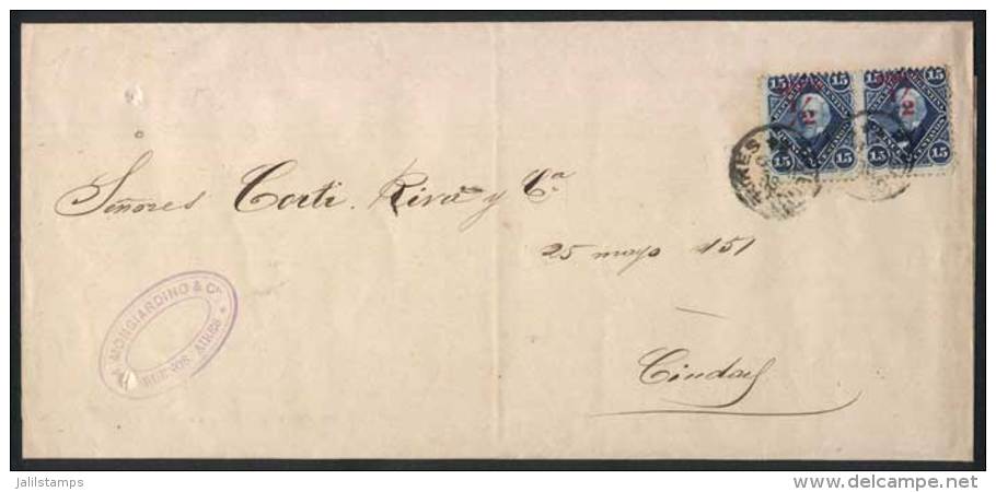 Printed Commercial Letter Used In Buenos Aires 1/JUL/1884, Franked By Pair GJ.72 (&frac12;c. On 15c. Groundwork... - Sonstige & Ohne Zuordnung